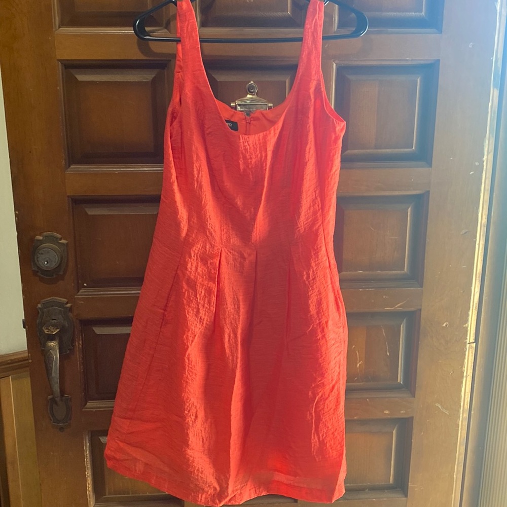 Nine West knee length, A-line coral dress with pockets